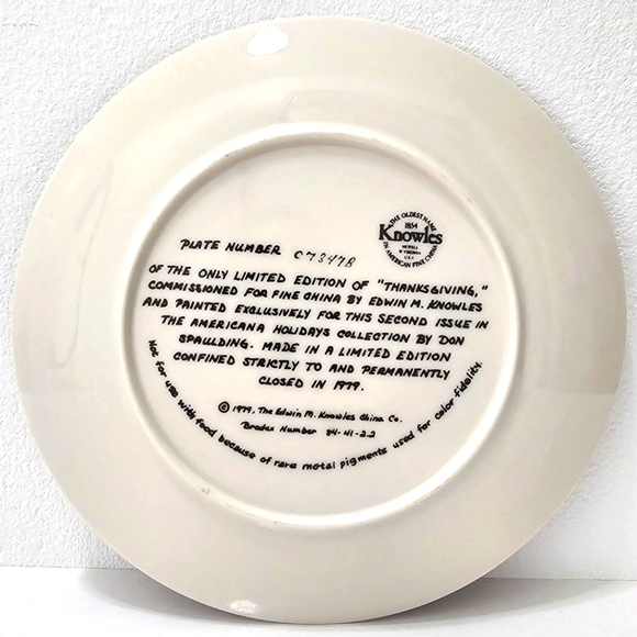 Edwin M. Knowles Plate x Don Spaulding Thanksgiving Painting Plate - Picture 5 of 8
